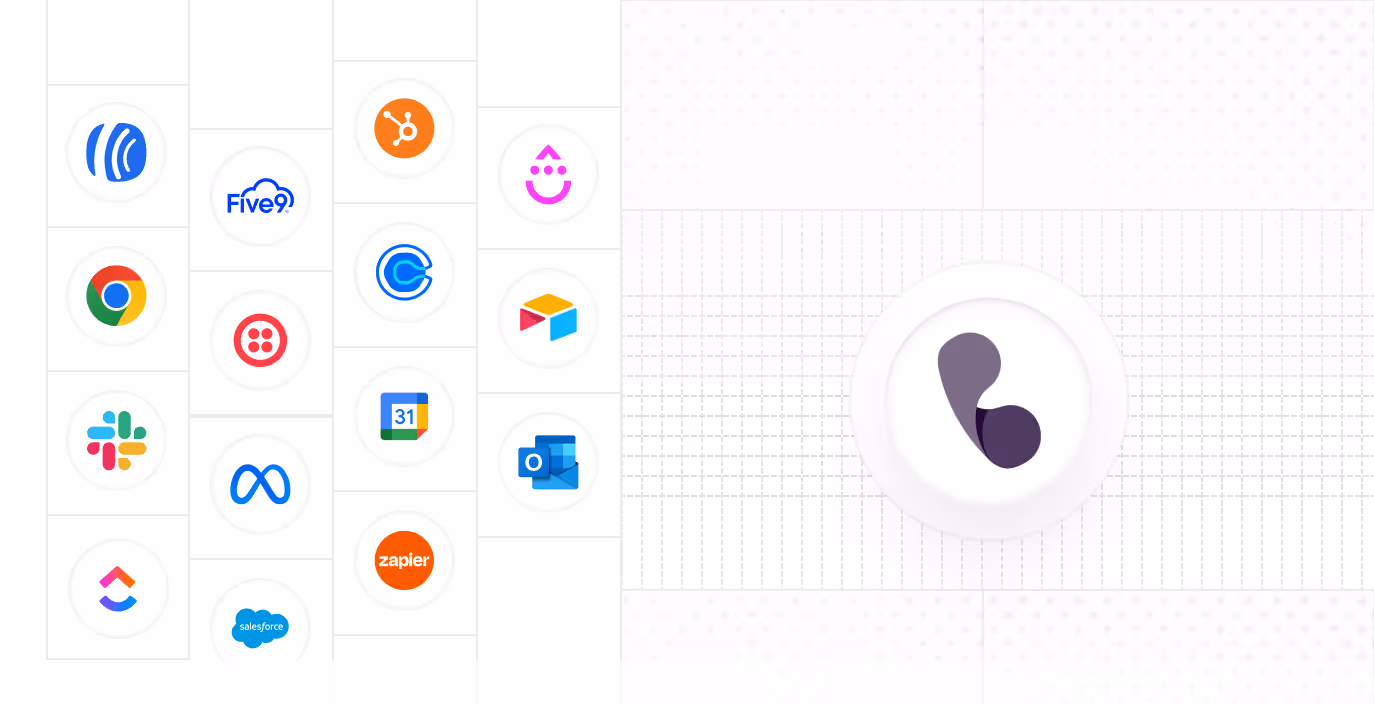 Grid of CRM, calendar, and messaging tools AI Customer Care connects to